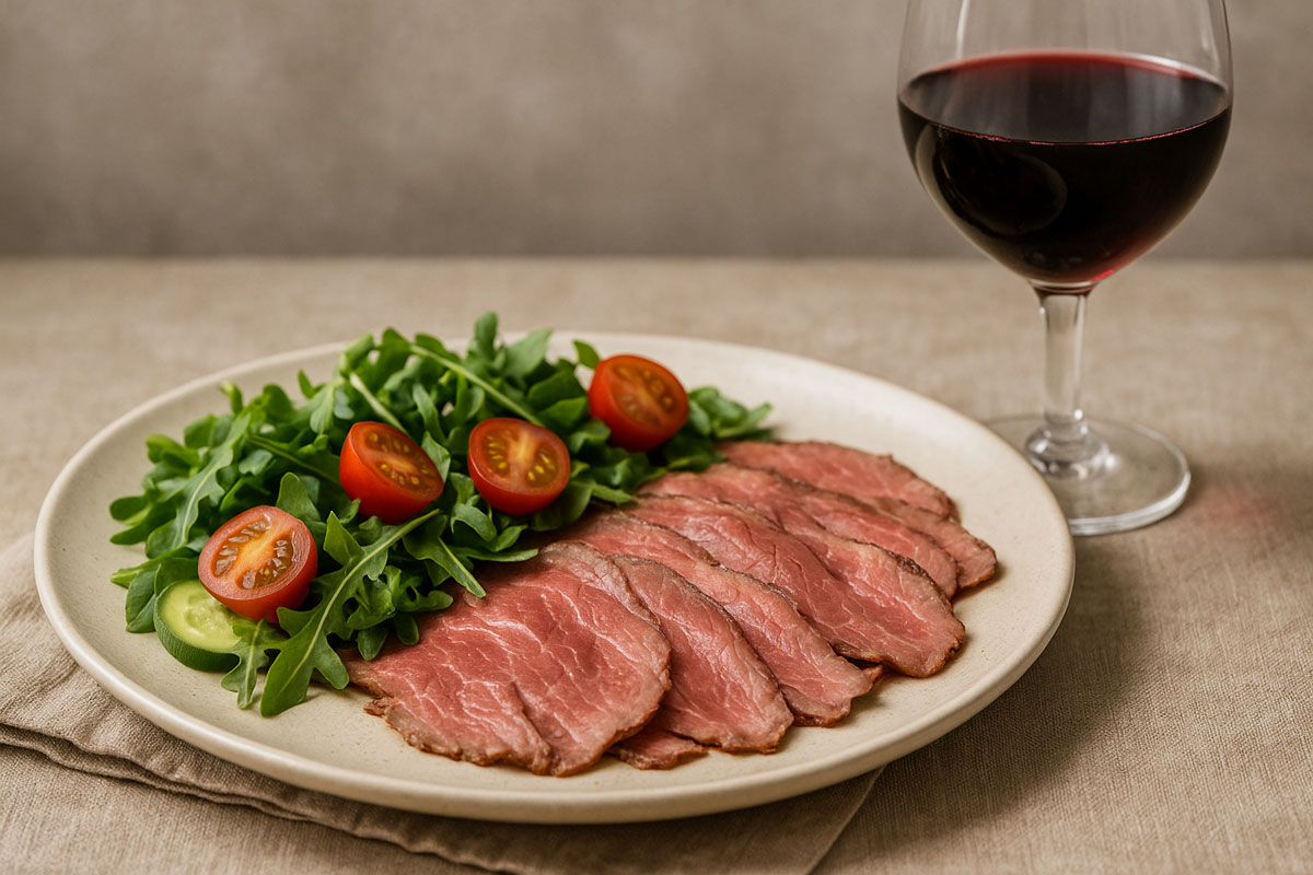 receta roast beef frío con ensaladas frescas