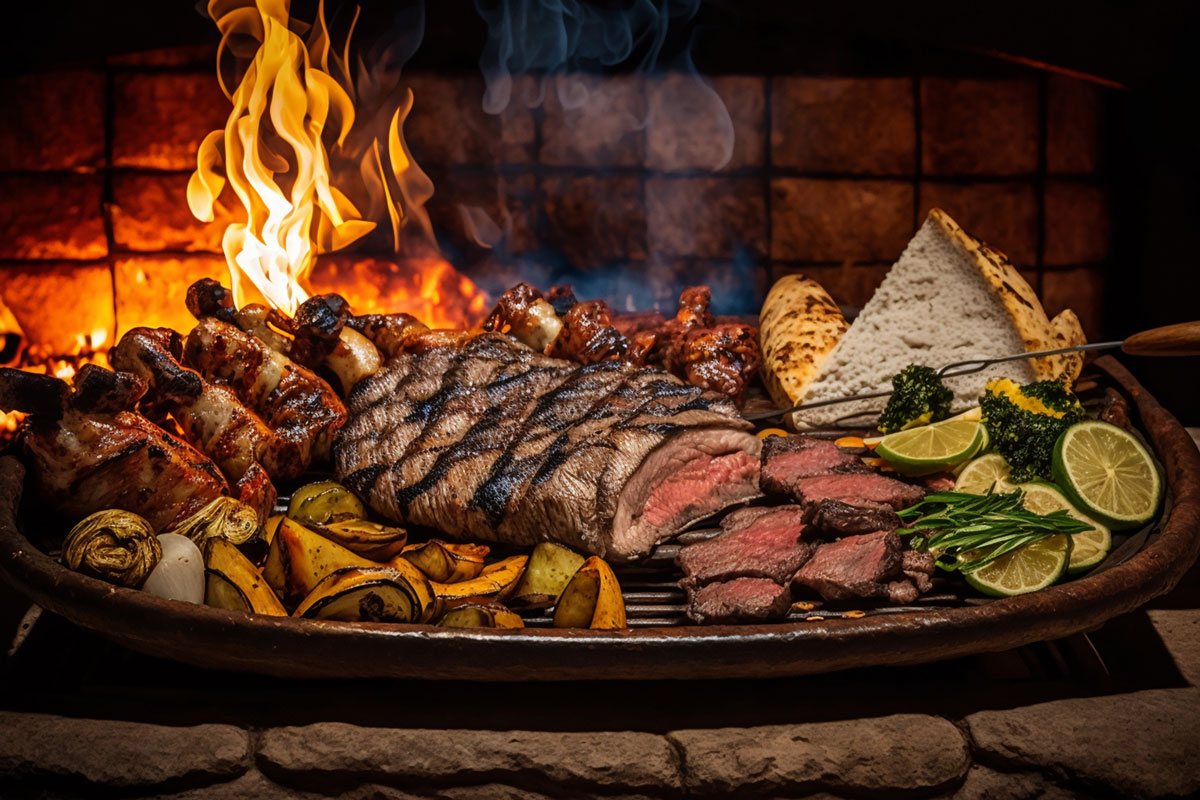 cortes de carne mostrando distintos puntos de cocción en la parrilla
