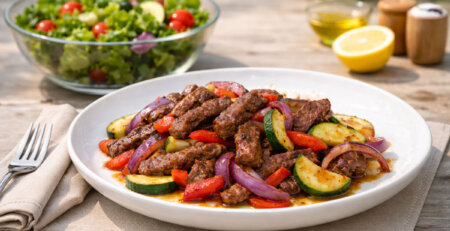 asiento salteado con verduras