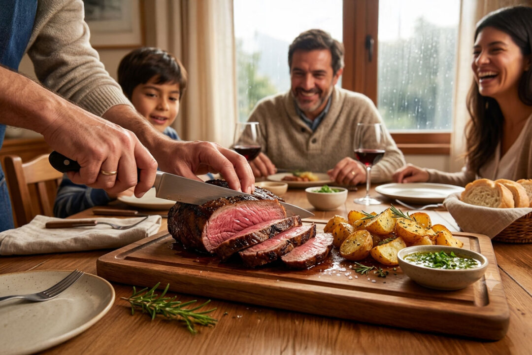 punta picana al horno con papas rústicas